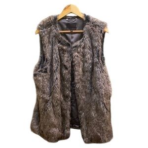 Banana Republic Gray Faux Fur Vest